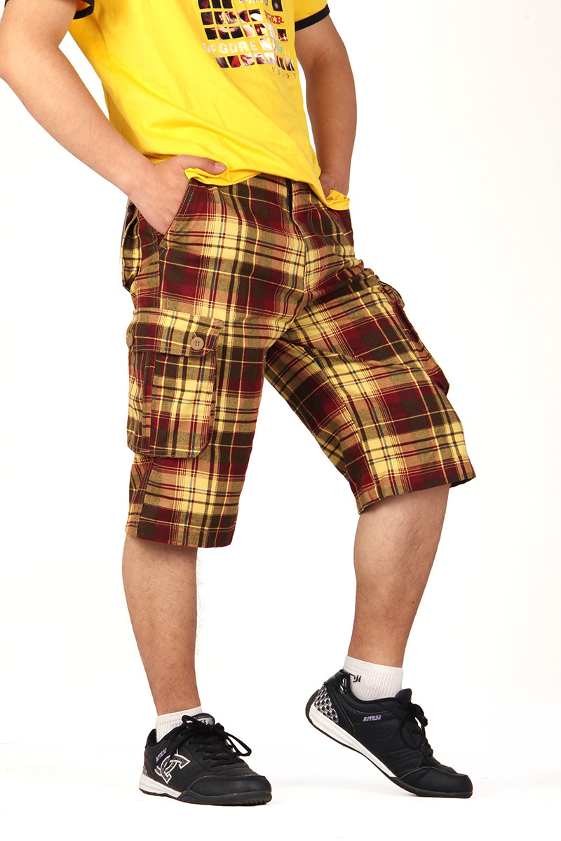 2013新款韩版多色格子男士短裤 夏休闲宽松男士五分裤