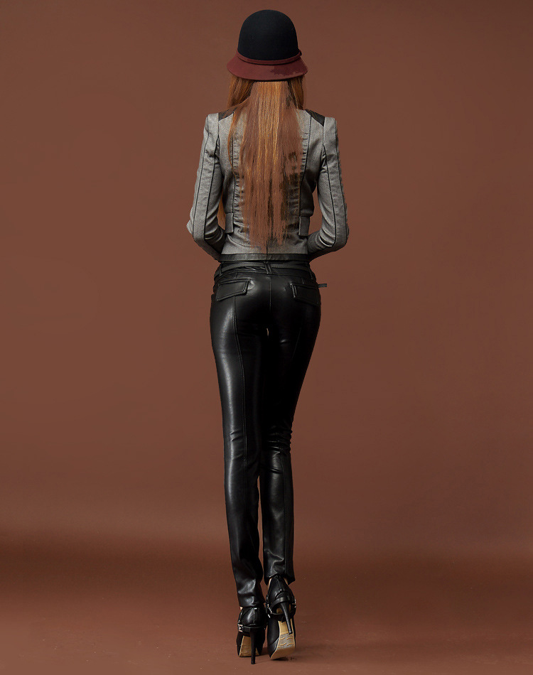 网店免费代理加盟服装一件代发女式水洗穿戴防pu紧身小脚皮裤