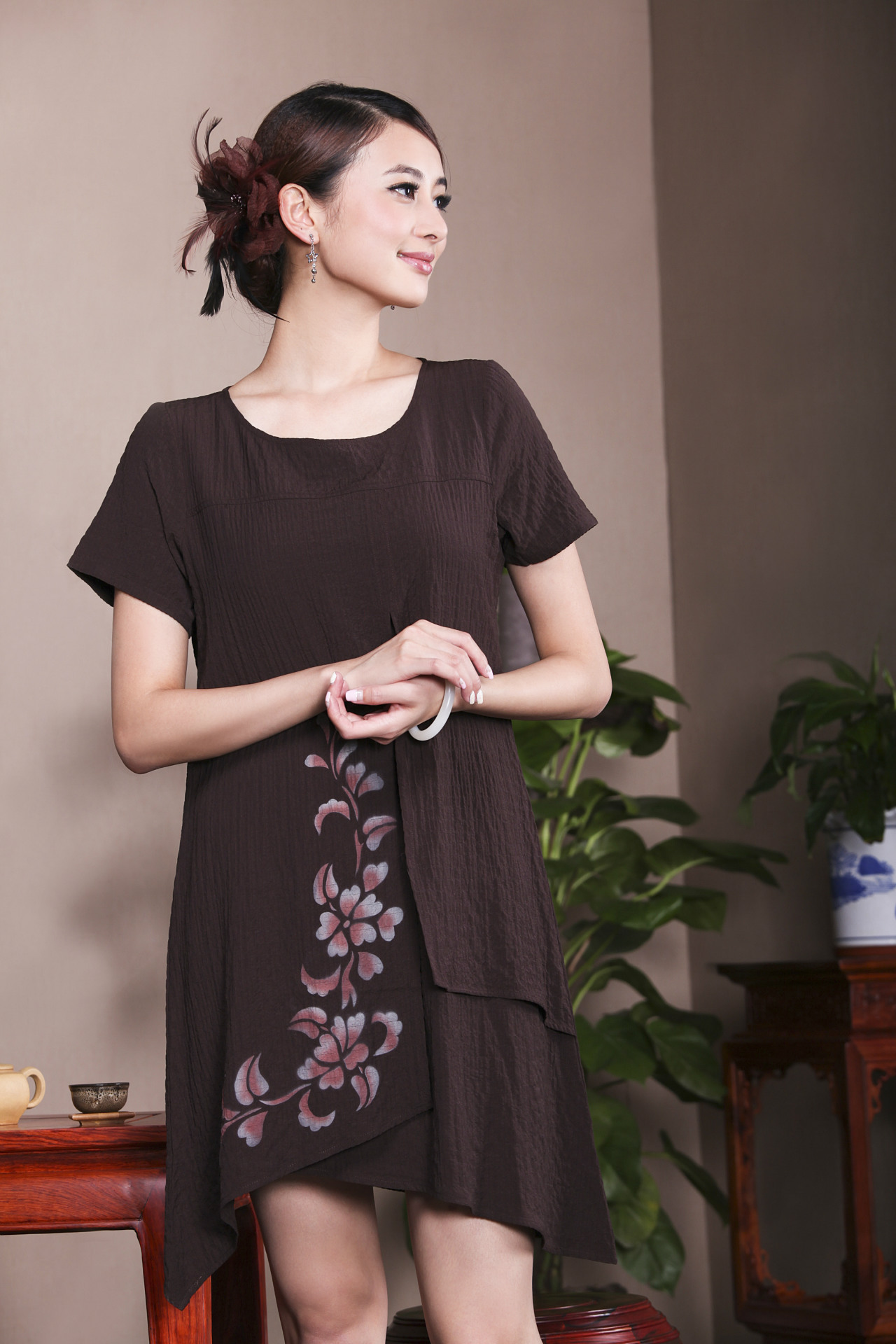 木棉道2014女唐装上衣女士民族风改良汉服棉麻休闲短袖批发18280
