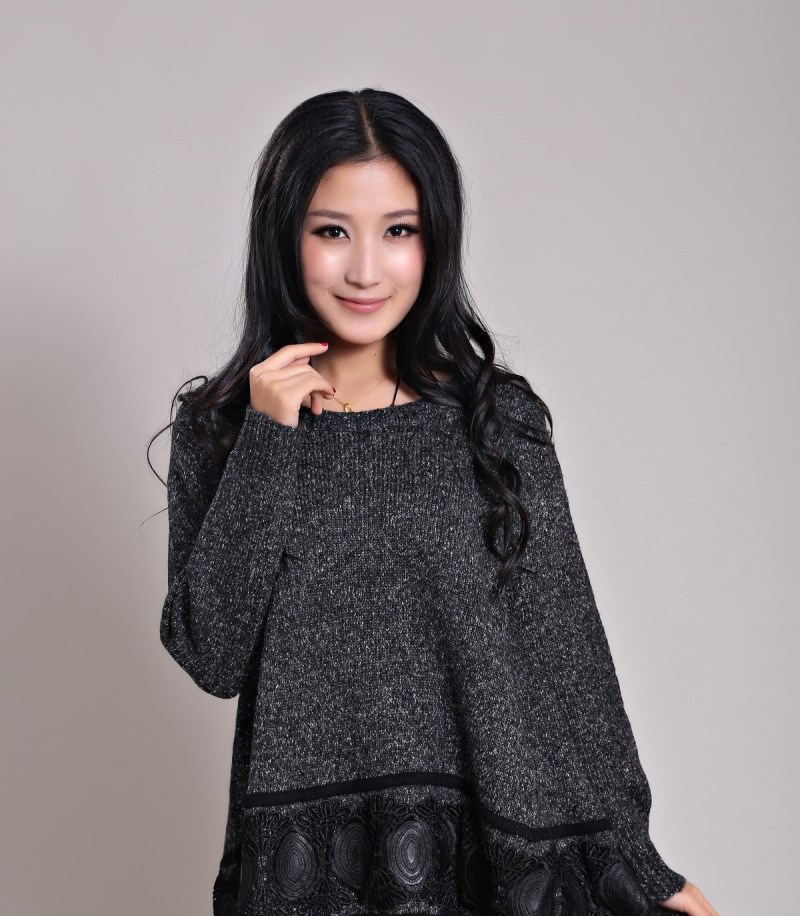 濮院森女风宽松大码女装花边超大下摆毛衣针织女衫休闲a版套头