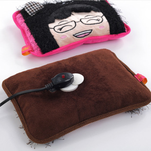 创艺居 新款毛绒双插手电热水袋 卡通电暖宝 防爆注水暖手宝批发