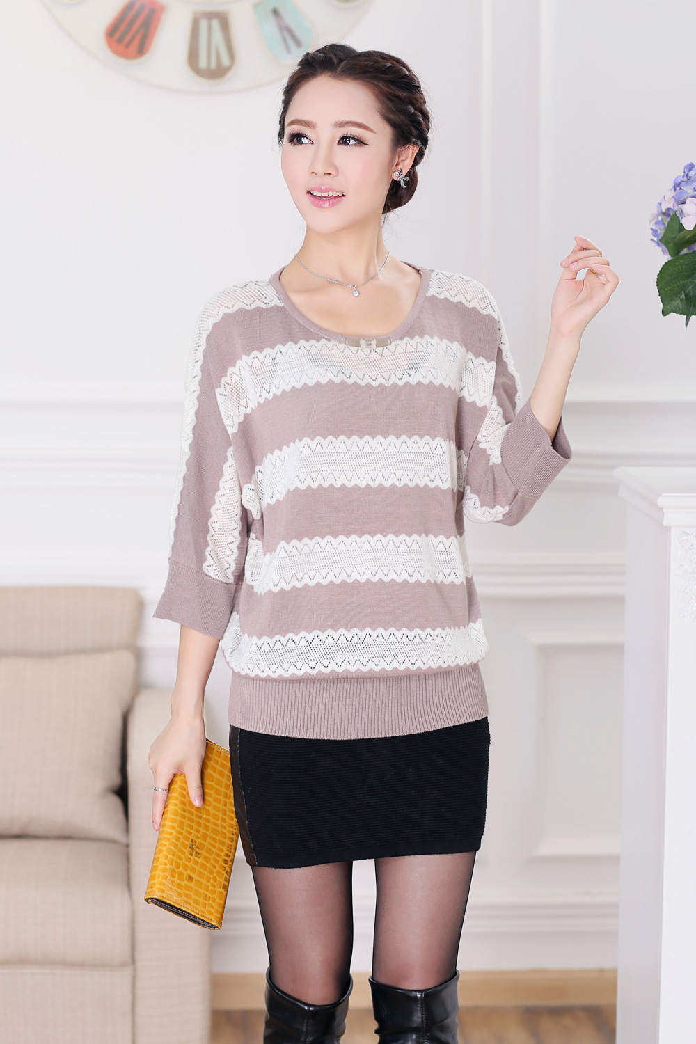 2013韩版新款秋冬季低领女装羊毛衫图片