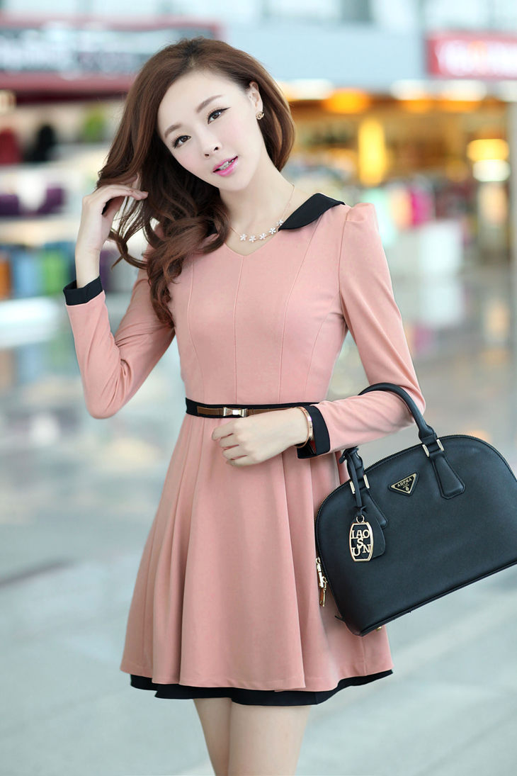 2013秋装新款长袖连衣裙气质打底裙韩版修身款时尚ol针织连衣裙