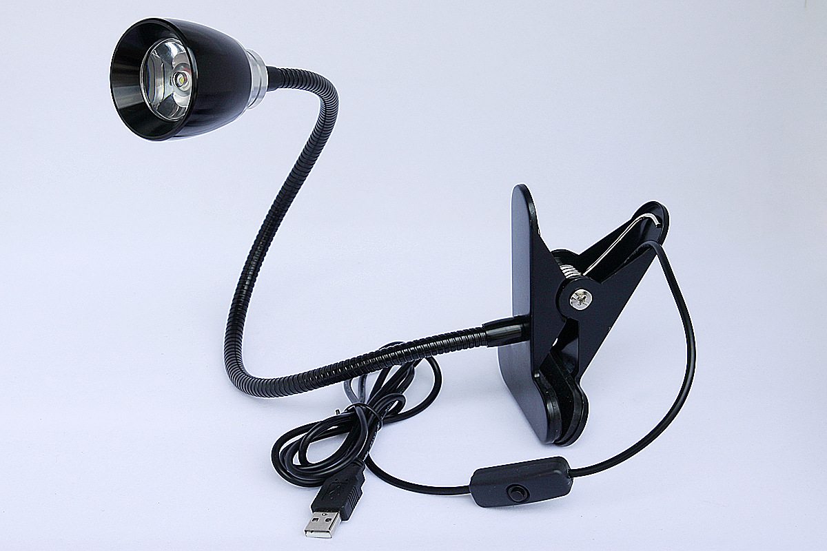 1w led 软管大夹子台灯 usb上网灯 直接插电脑 黑,银色 超亮