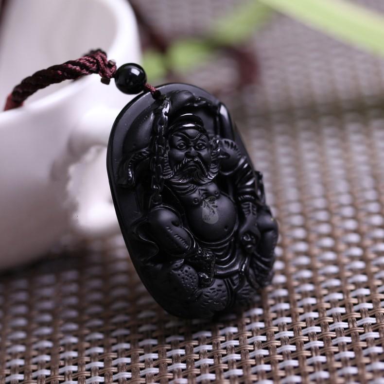 晶西缘开光天然水晶 黑曜石钟馗吊坠 男女款式黑曜石辟邪防小人