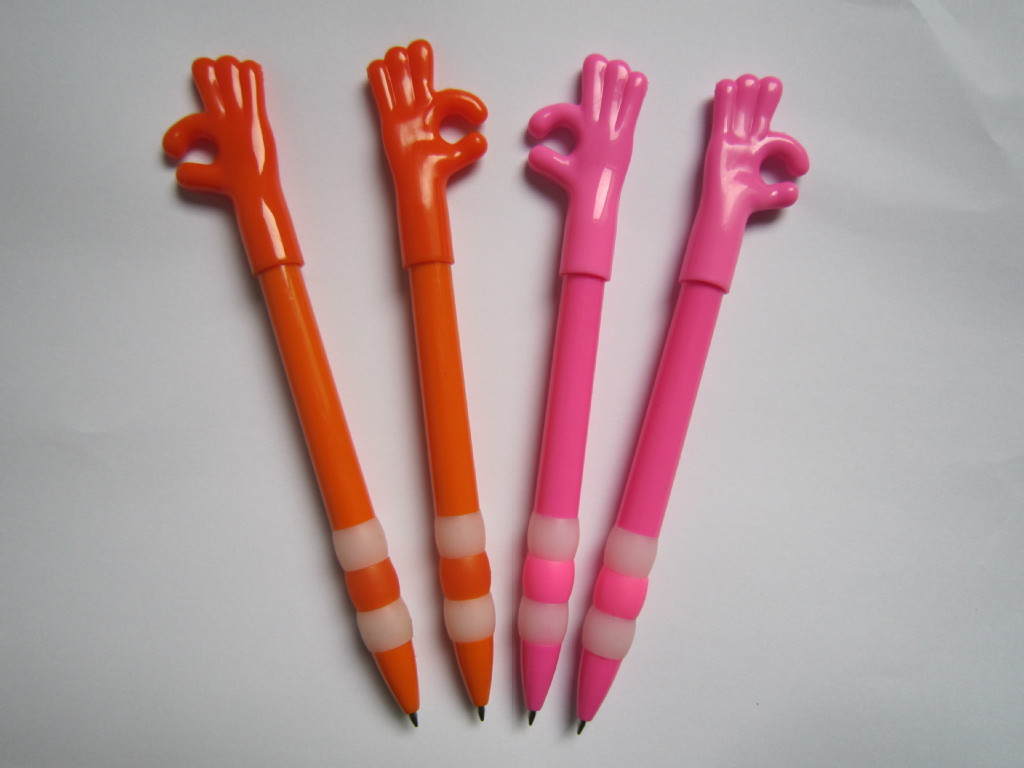 供应手指笔 卡通笔 伸缩大拇指 挂绳手势笔 创意造型笔