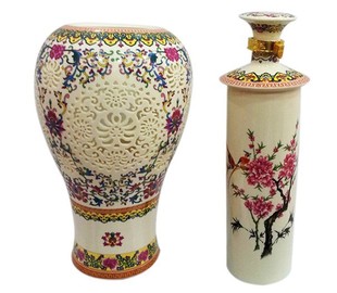 福成二锅头白酒 56度福成二锅头梅瓶镂空(红花)清香型1500ml