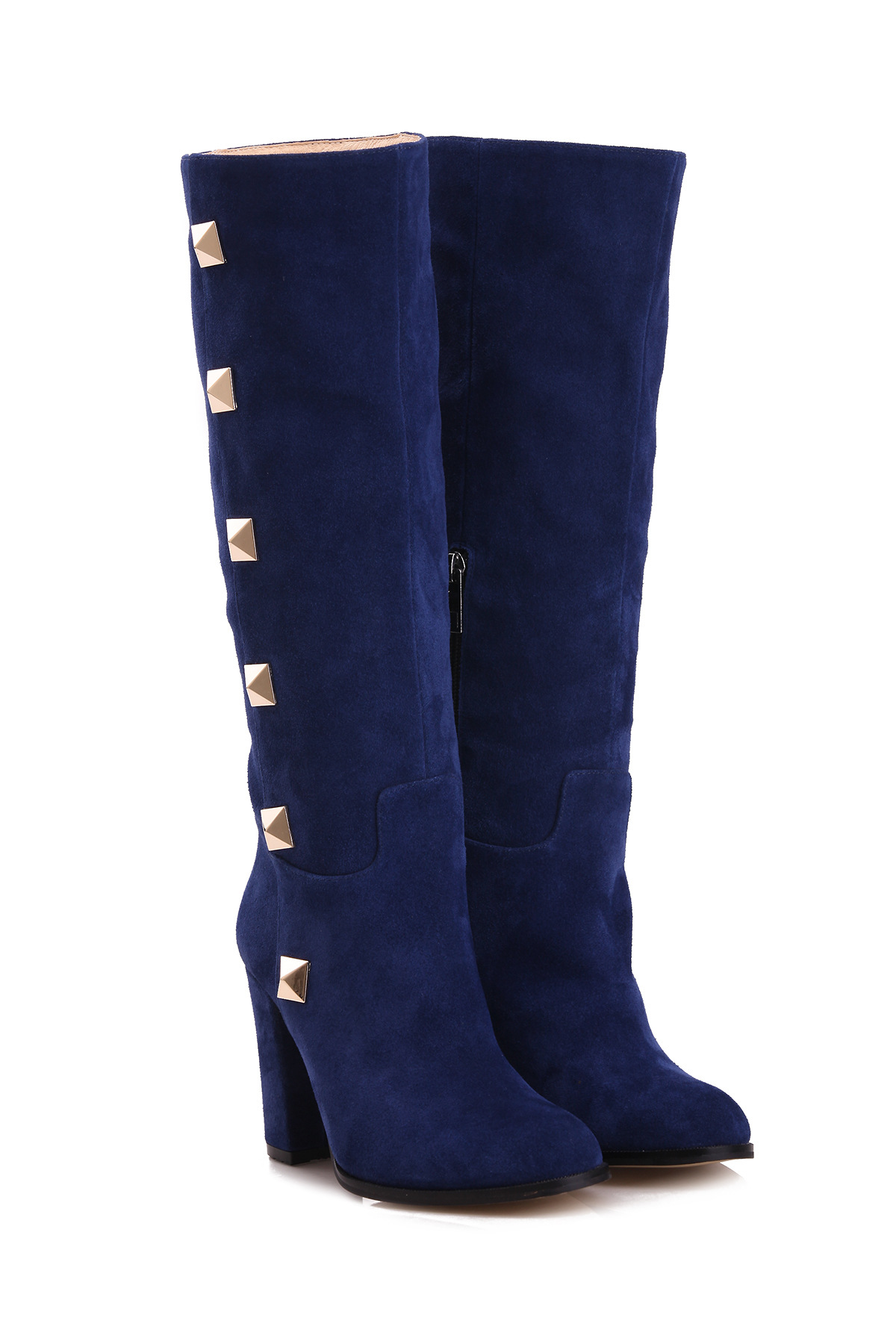 2013秋冬新款时尚百搭尖头蓝色牛猄长靴 女靴批发 一件代发