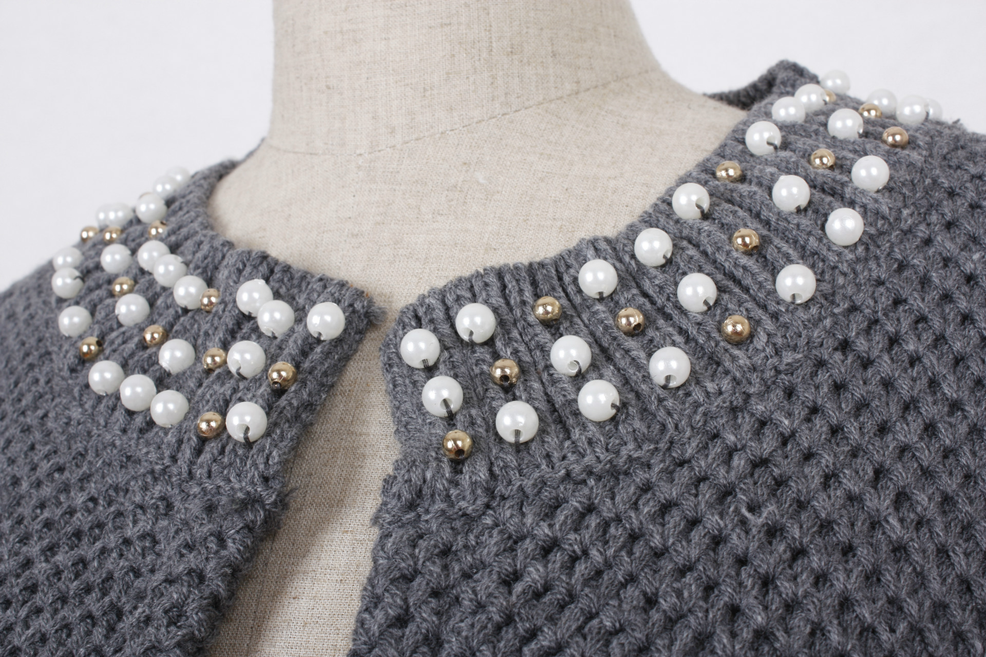 官网毛衣大朗冬季毛衣韩国女装珍珠钉珠针织毛衣秋季 外套cl8846