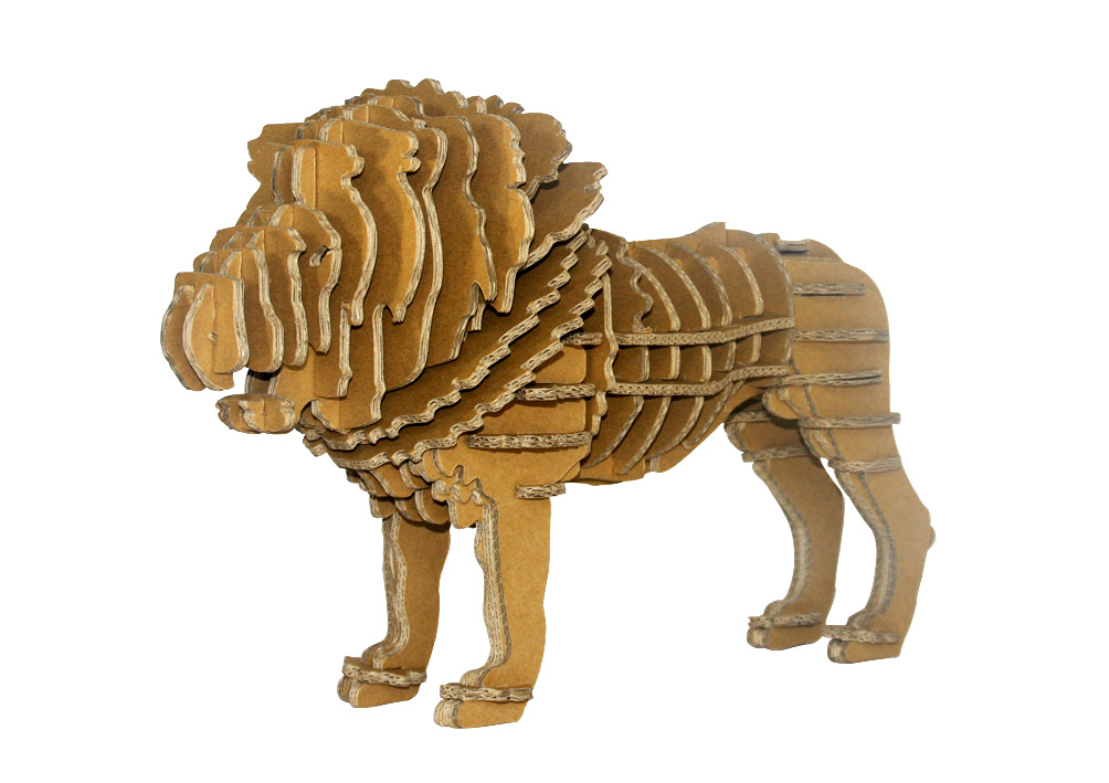 纸质3d立体拼图动物模型 益智玩具 动物狮子智力拼图