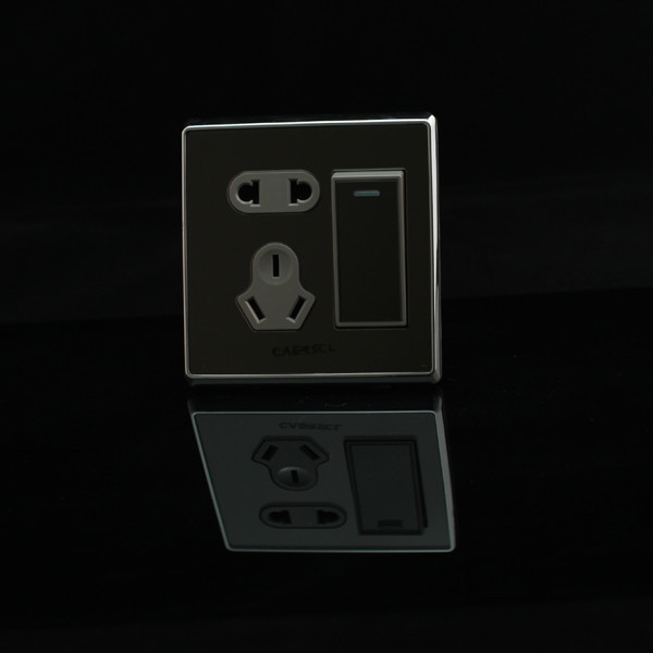 厂家直销卡尔斯苹果镜面一开五孔双控