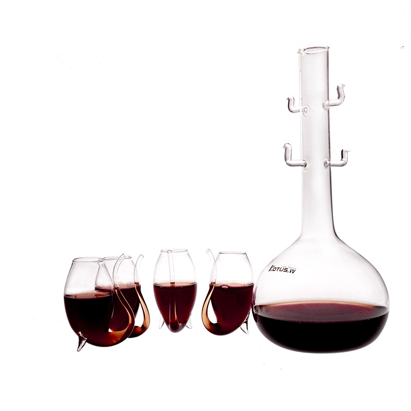 port sippers玻璃松鼠杯/吸血鬼酒杯 红酒醒酒器套装 吸管玻璃杯