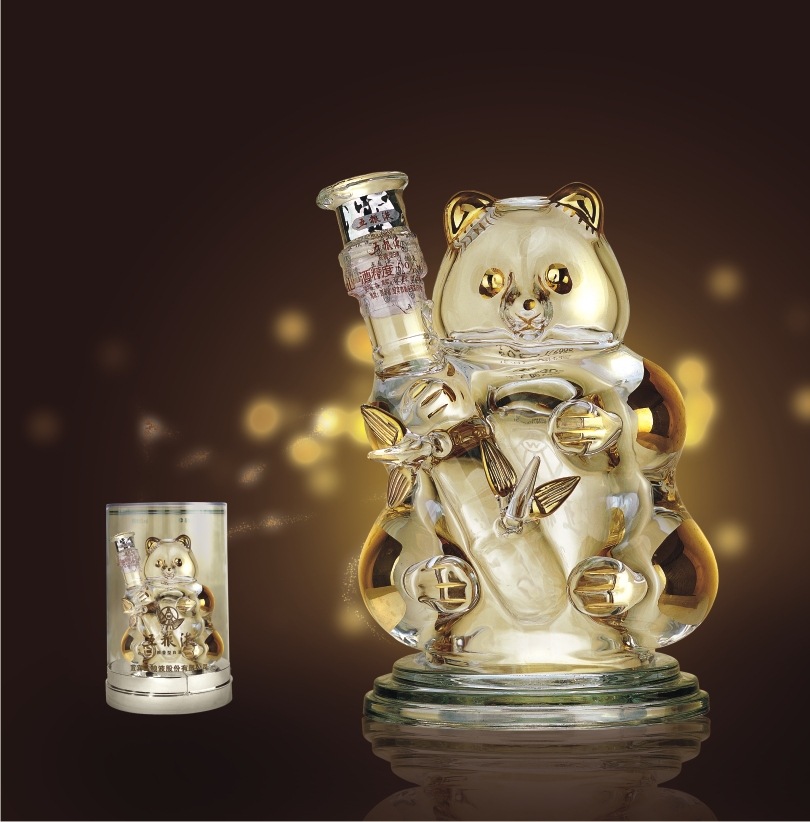 中国名酒 五粮液 熊猫造型酒 浓香型 白酒(金色)52度 500ml