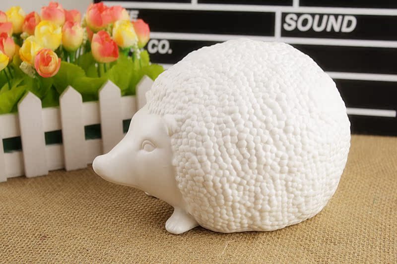 【陶瓷刺猬装饰品家居陶瓷摆饰时尚创意装饰品客厅工艺品摆件 小号】