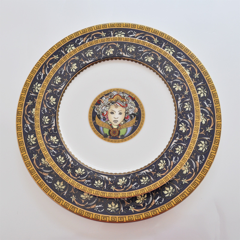 盘-简约陶瓷白色圆形平盘暗花纹餐具盘子10寸大盘 8寸小盘-深圳市欧雅