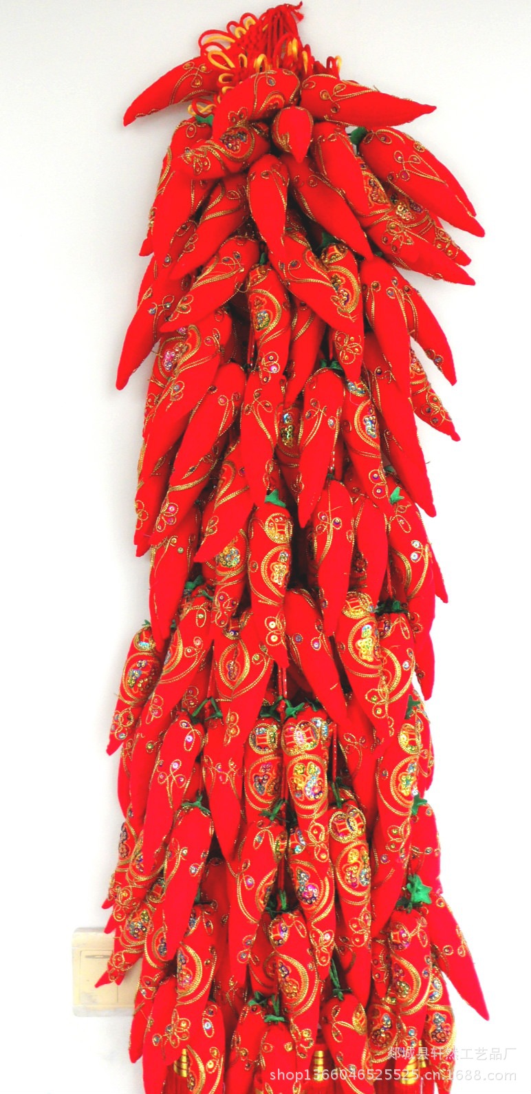 新款特色手工装饰创意礼品 高植绒布辣椒串飞中国结挂件批发图片_37