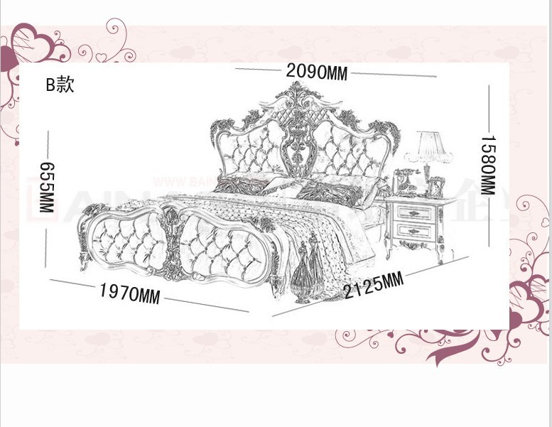 顧氏木業8862#歐式床 法式床 婚床 公主床 實木床 1.8米大床圖片_18