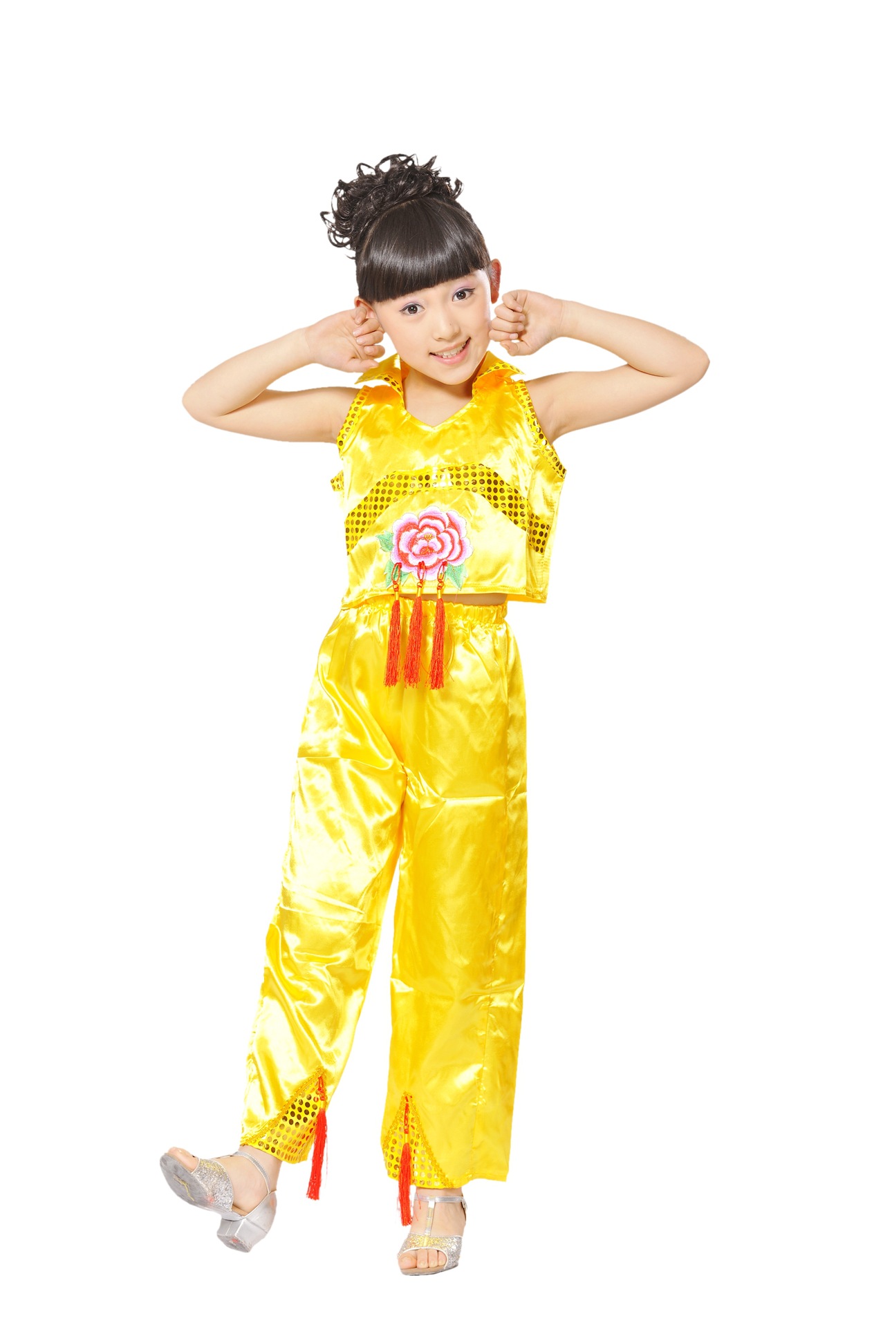 六一儿童民族秧歌舞儿童民族舞蹈演出服装女童少数民族表演服1337