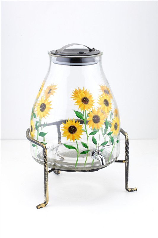 高档无铅玻璃储酿器 手工彩绘 向日葵 9010 8603