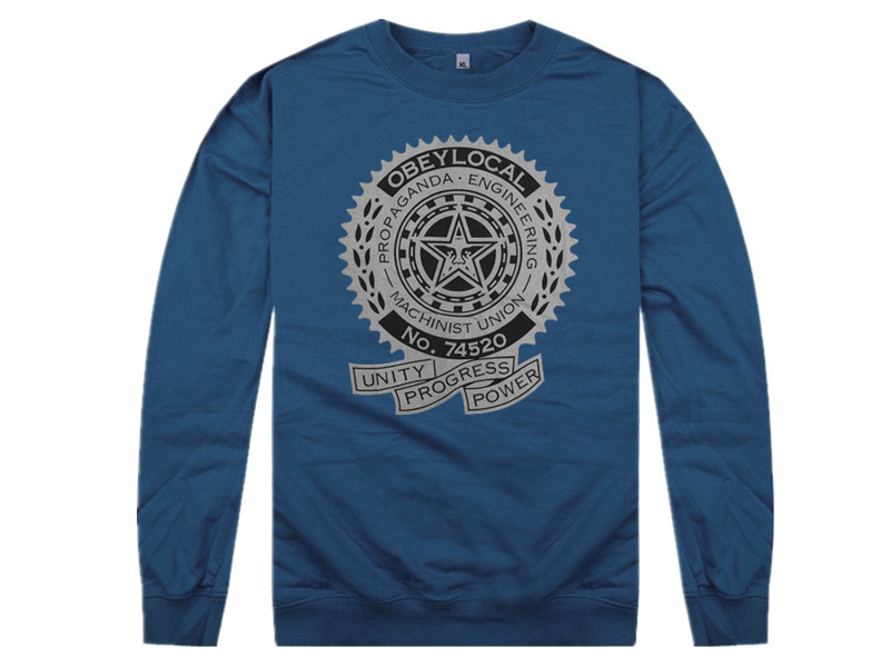 街头潮牌obey 胸前字母滑板套头圆领卫衣vintage外套 嘻哈男女款