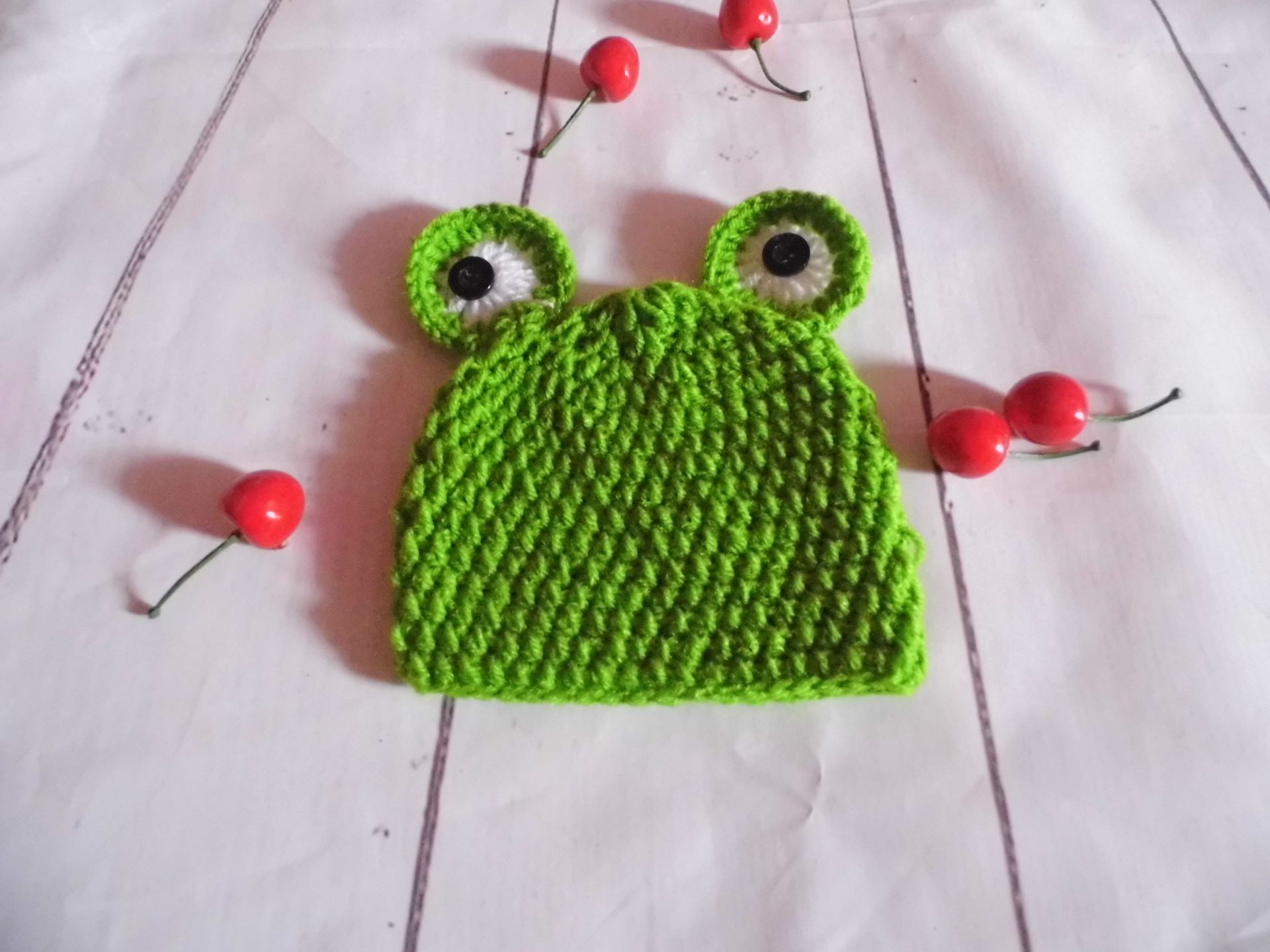 手工编织毛线帽宝宝婴儿儿童摄影服饰服装秋冬纯棉青蛙帽子