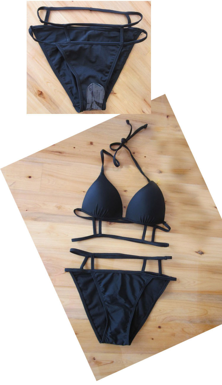 外贸原单纯色比基尼游泳衣性感三角分体比基尼游泳装厂家直销现货