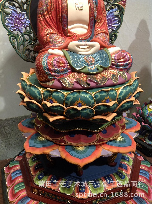 木雕寺庙佛像释迦佛阿弥陀佛药师佛彩绘贴金工艺品西方三圣供奉件