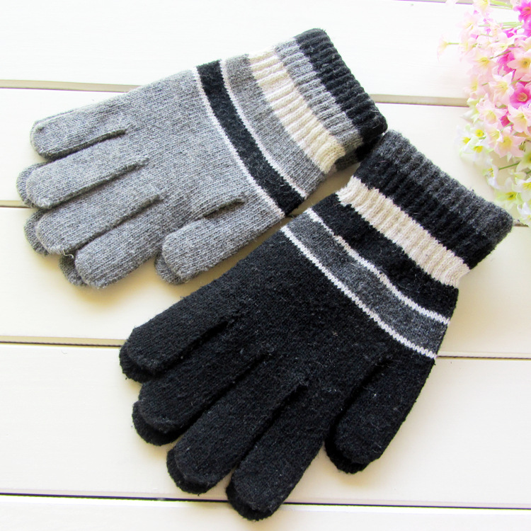 男三色银丝男士冬季保暖手套 义乌厂家直销针织保暖手套a023