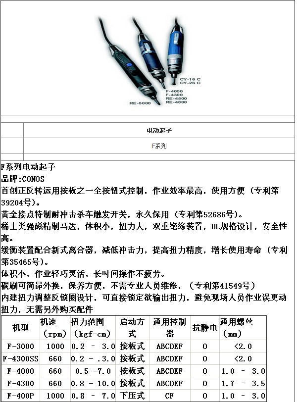 供应cono技友f-4000 re-4500电动起子现货
