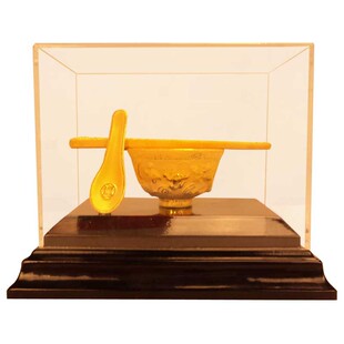 正品24k黄金绒沙金千足铸金商务家居工艺品摆件 小金碗