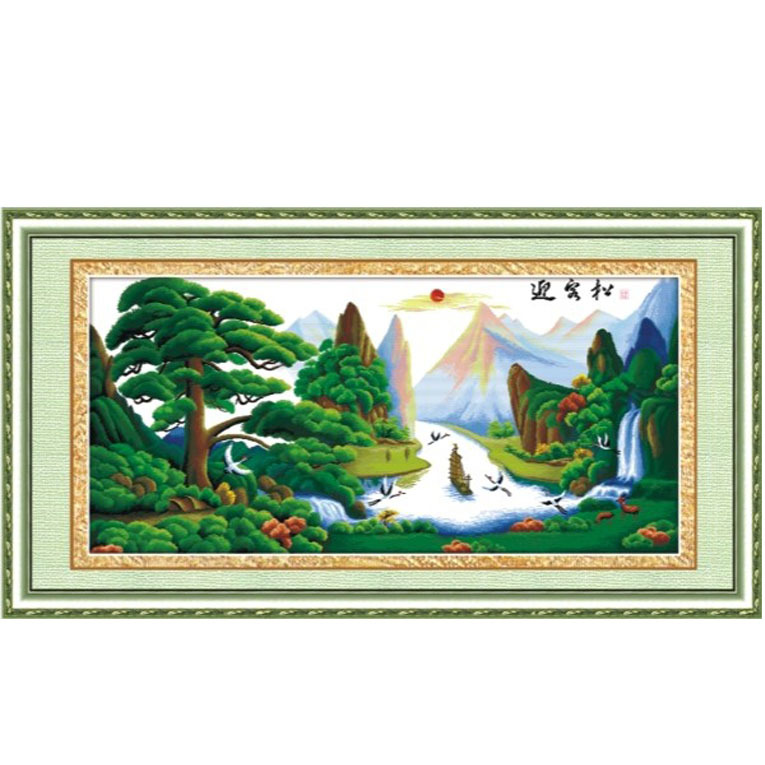 迎客松(松鹤同春) 5316号【100%精准印布十字绣】家居饰品