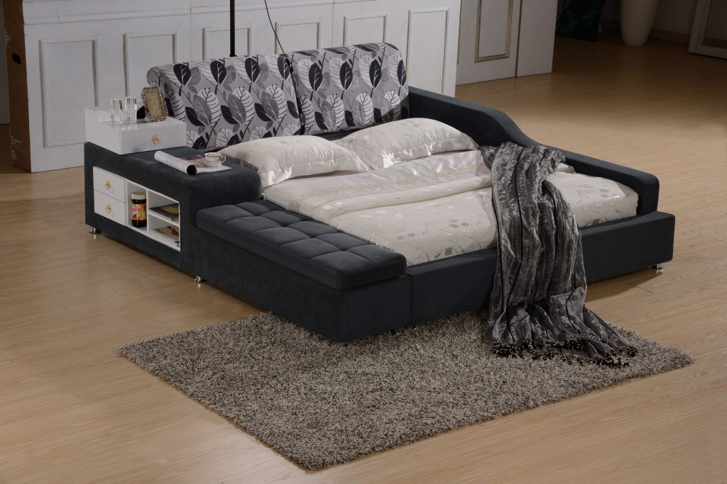 铭人家居 1.8米 储物床 榻榻米床 双人大床 双人布艺床