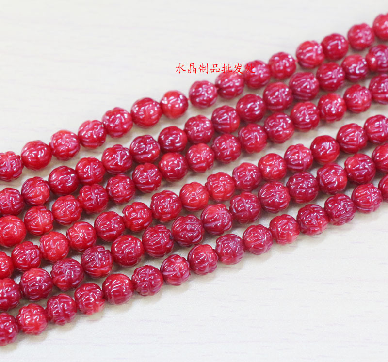 合成红珊瑚莲花半成品 8-10mm 厂价直销