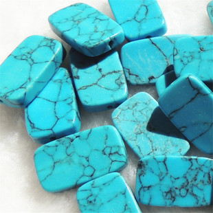 土耳其石头人造 绿松石 线纹松长方形平面diy饰品12x20