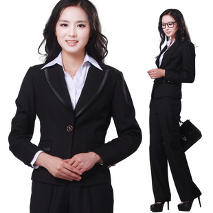 批发采购职业女装-七夕鸟新款时尚女士正装工作服秋冬长袖ol一粒扣工
