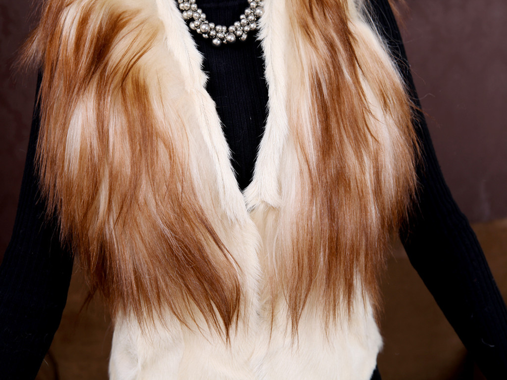 山羊毛多色艳丽皮草马甲