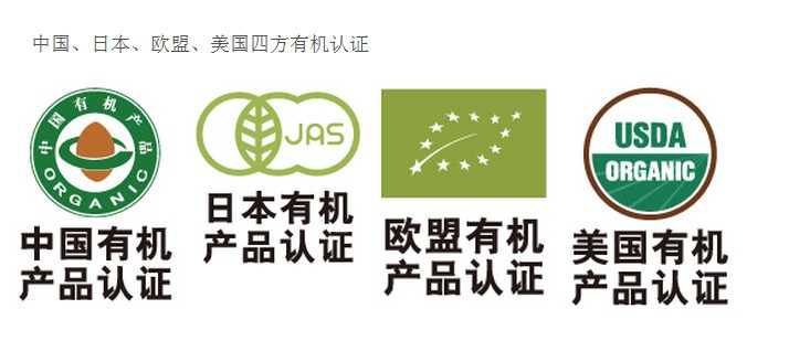中国,日本,欧盟,美国四方有机认证