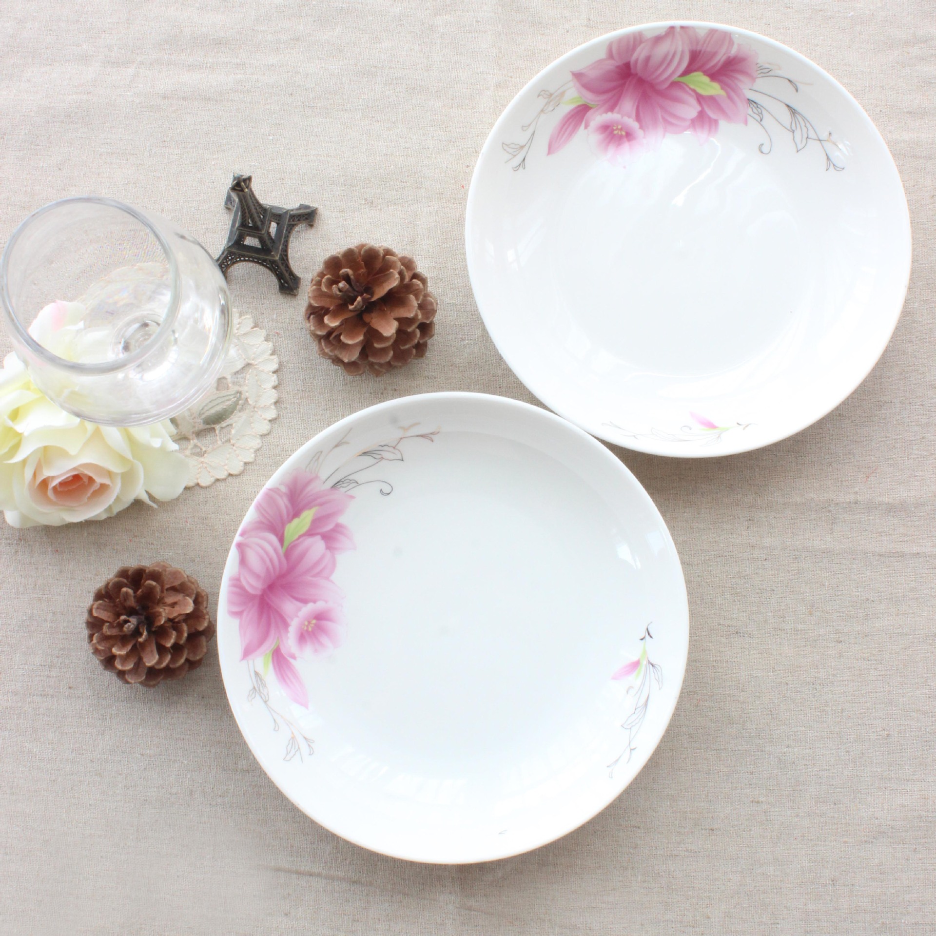 批发陶瓷家用餐具8寸饭盘优质耐高温果盘 菜碟子