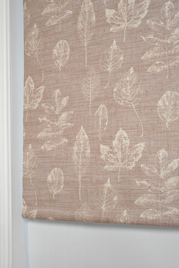 百瑞家2013春夏新品 枫叶 印花卷帘 背胶遮光 防水 麻色