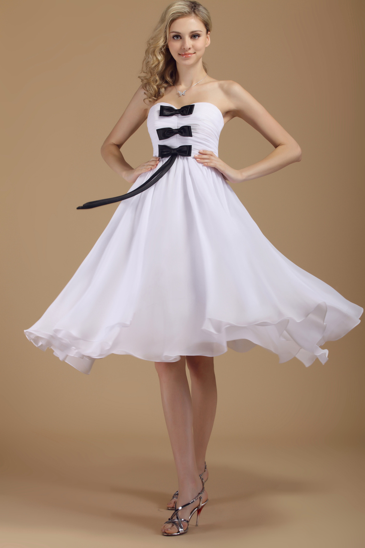 2013新款雪纺荷叶边抹胸婚纱礼服晚礼服小礼服连衣裙短款