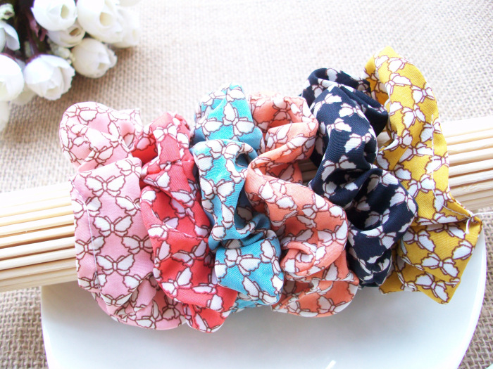 韩版布艺小碎花发圈 简约时尚头饰发绳 点点雪纺布皮筋小饰品批发