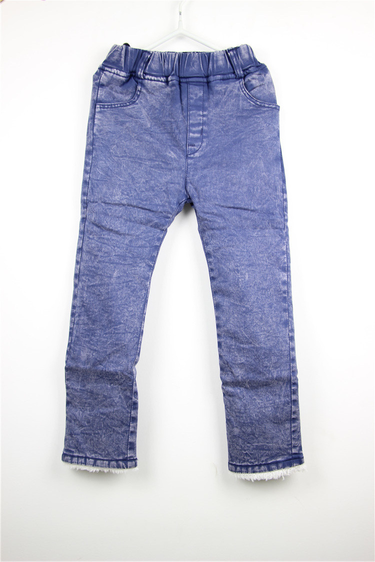 宝蕾冬款韩版儿童弹力纯色休闲牛仔冬棉裤子