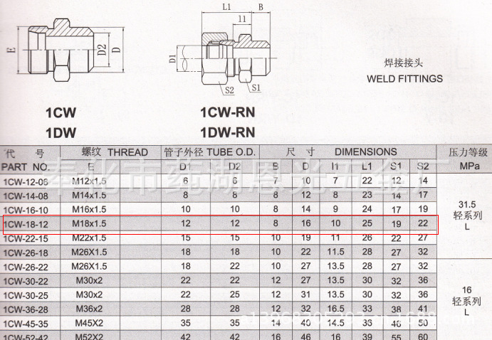 液压焊接接头1dw