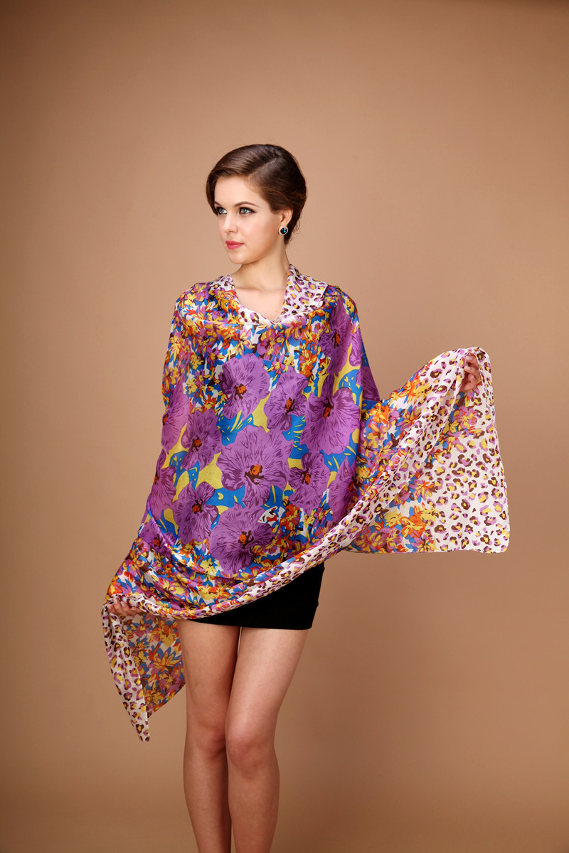 新品批发100%桑蚕丝高档披肩欧美版加厚洋纺真丝披肩围巾两用批发