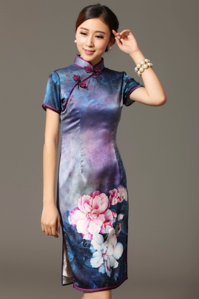 真丝旗袍新娘结婚旗袍裙改良中式旗袍礼服敬酒服图片大全,甘雪桦-21