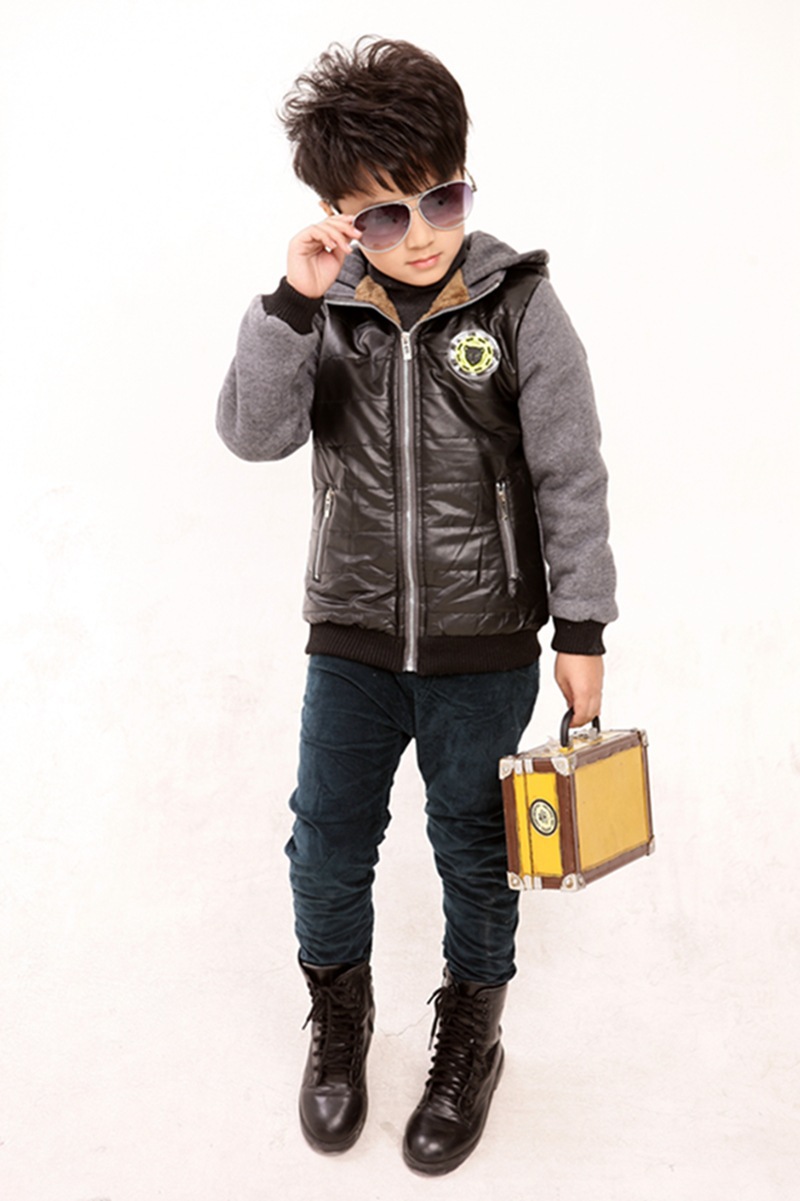 中大童男童字母r字韩版加厚加绒高档平绒休闲童裤 免费一件代发