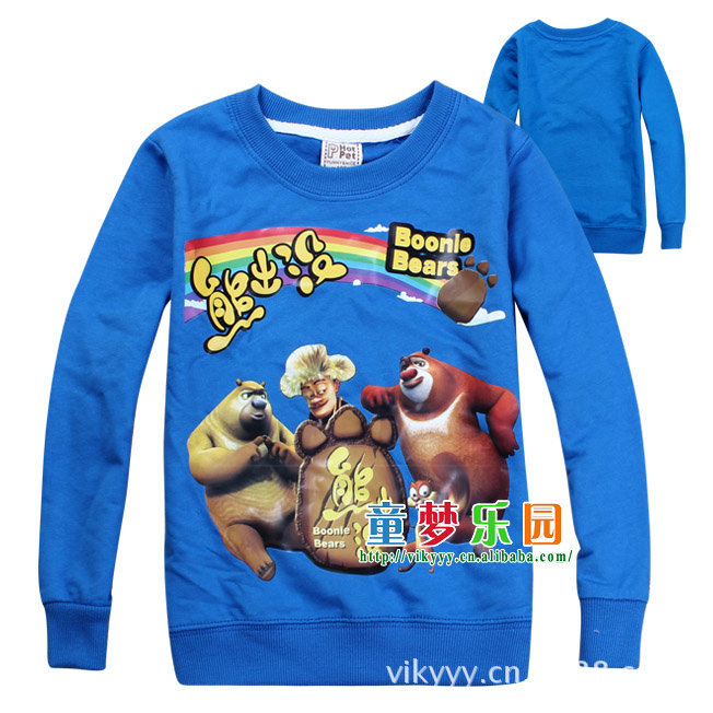 2013秋装儿童纯棉长袖t恤熊出没光头强童装卫衣长袖t恤批发t99039