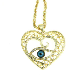 坤洲饰品 土耳其眼睛镶钻项链 evil eye ebay热卖 俏皮心形眼睛