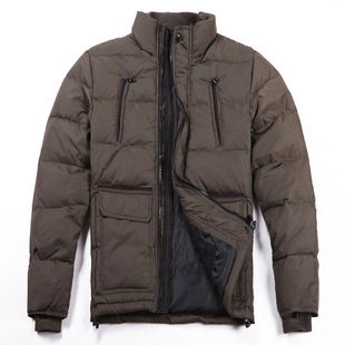 男装羽绒服 羽绒夹克 男士休闲羽绒服多口袋短款针织领袖