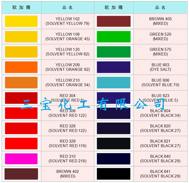 公隆染料_色卡